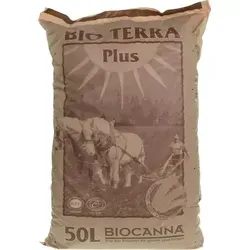 BIOCANNA Terra Plus 50 l - Hochwertiges Erdsubstrat - BIOCANNA Terra Plus 50l: Ideale Pflanzerde für biologischen Anbau. Mit 100% natürlichen Inhaltsstoffen fördert sie optimales Wurzelwachstum und bietet eine selbstregulierende Nährstoffversorgung.
