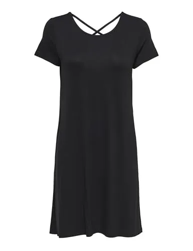 Onlbera Back Lace Up S/S Dress JRS Noos - Leicht tailliertes Sommerkleid mit U-Ausschnitt für einen eleganten Look. Aus pflegeleichtem Material, ideal für warme Tage. Vielseitig kombinierbar, perfekt für Strand oder festliche Anlässe.