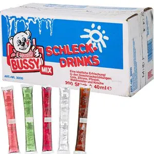Bussy Mix Schleck Drinks - 200er Pack (200 x 40 ml), das Original Wassereis für erfrischende Sommermomente