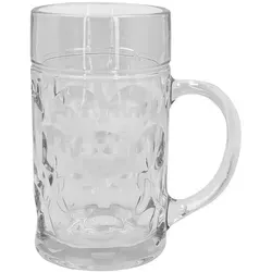 Maßkrug 1 Liter aus robustem Glas Klassischer Bierkrug mit stabilem Henkel Bierglas - Transparent