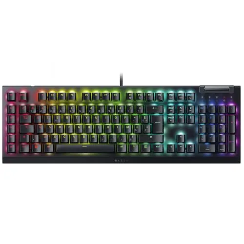 Razer BlackWidow V4 X – Mechanische Gaming-Tastatur mit Chroma RGB - Gaming-Tastatur mit grünen mechanischen Schaltern für präzise Eingaben und taktiles Feedback. 6 programmierbare Makro-Tasten und anpassbare RGB-Beleuchtung für individuelles Spielerlebnis.