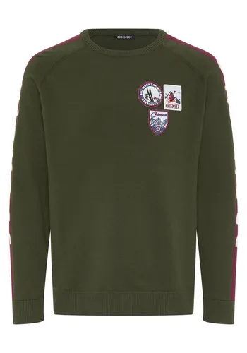 CHIEMSEE Herren Pullover Knitted Sweater - Stylischer Herren-Strickpullover von CHIEMSEE mit Vintage-Charme. Bequeme Baumwollmischung und auffällige Aufnäher bringen den Winter-Look perfekt zur Geltung. Lockerer Schnitt und Colour-Blockstreifen für einen trendigen Style.