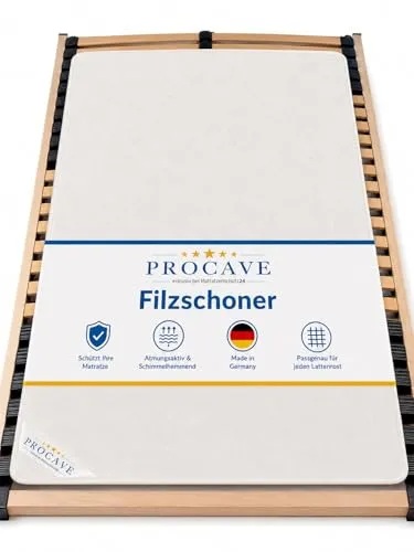 PROCAVE Filzschoner für Lattenrost 90x200 cm - Matratzenauflage aus hochwertigem Nadelfilz, schützt effektiv vor Abnutzung, Schmutz und Feuchtigkeit. Made in Germany für verbesserten Schlafkomfort.