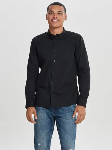 ONLY & SONS Herren Onspoplin Btn Down Shirt Ls Exp Re Hemd, Schwarz, XXL EU - Herrenhemden mit klassischem und elegantem Look, bietet angenehmes Tragegefühl und weiche Haptik für jeden Anlass.