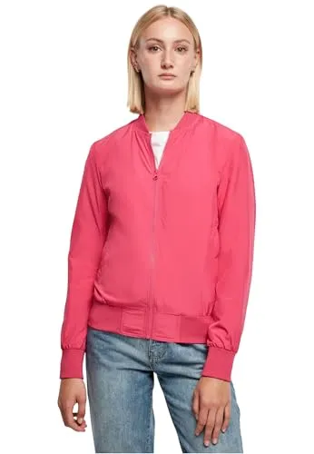 Urban Classics Damen Jacke Ladies Light Bomber Jacket hibiskus pink XS - Funktionsjacke aus leichtem Material, ideal für modische Looks und vielseitige Freizeitaktivitäten.