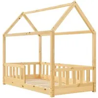 Juskys Kinderbett Marli_STR_OS - Natur, 160 x 80 cm - Babybetten & Kinderbetten - Modernes Hausbett mit großer Liegefläche, ideal für Kinder von 3 bis 10 Jahren. Sicherheit durch Rausfallschutz und stabiler Lattenrost.