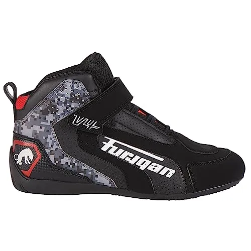 Furygan V4 Easy D3O Vented Herren Motorradschuhe, Atmungsaktiv, verstärkter Malleolus-Schutz, maximale Sicherheit-Komfort und Luftzirkulation, Black Gray, 39 EU