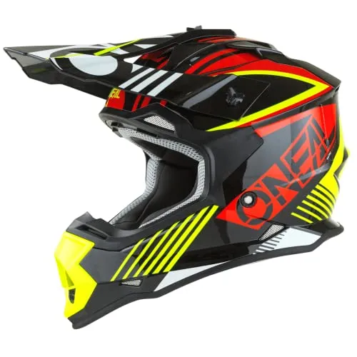 Oneal 2Series Rush V.22 Motocross Helm - Schwarz, Rot/Gelb, Größe S (55/56) - Motorradhelm mit optimierter Luftzirkulation und komfortablem, waschbarem Innenfutter. Ideal für Sicherheit und Style auf jeder Offroad-Aktion.