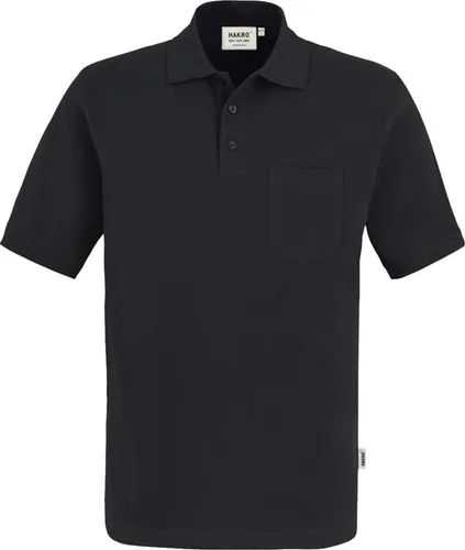 HAKRO Pocket-Poloshirt Top 802, schwarz, 2XL - Herren Poloshirt mit Brusttasche, hochwertiger Verarbeitung und extra haltbaren Knöpfen. Aus 100% Baumwolle für optimalen Tragekomfort, ideal für Freizeit und Beruf.