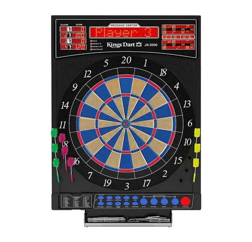 Kings Dart Elektronische Dartscheibe Profi Turnier 2.0 - Hochwertige elektronische Dartscheibe für Wettkämpfe und privates Training, mit großem Leuchtschriftdisplay, 8 Spielmodi und automatischer Fehlwurf-Registrierung.