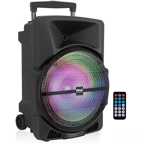 Pyle Partybox - Tragbare Bluetooth PA Anlage mit 800W - PA Komplettset mit 12" Subwoofer und mehrfarbigen LED-Partylichtern für ein unvergessliches Klangerlebnis und visuelle Show bei jeder Veranstaltung.