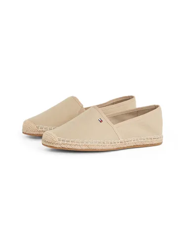 Tommy Hilfiger FLAG CANVAS ESPADRILLE - Beige Espadrille Slipper, komfortabler Bequemschuh mit stilvollem Bastbezug und Ziernähten, ideal für sommerliche Outfits.