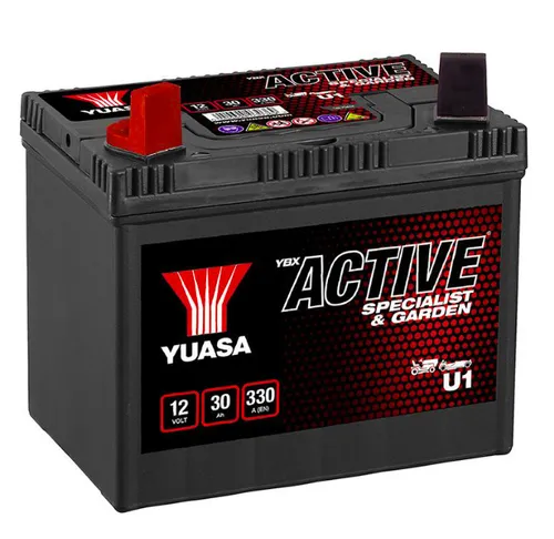 Yuasa 53034 Aufsitzmäher Batterie 12V 30Ah - Hochleistungs-Batterie für Aufsitzmäher und Rasentraktoren, bietet 330A Kaltstartstrom für zuverlässige Leistung und lange Lebensdauer.