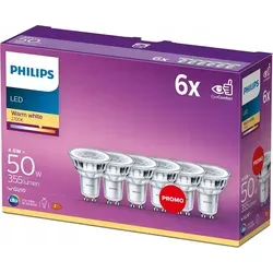 Philips LED GU10 Reflektor Lampe 50W - Warmweiß - Leuchtmittel mit warmweißem Licht, dimmbar mit WarmGlow Effekt. Ideal für stimmungsvolle Akzentbeleuchtung in Wohnräumen. Erhältlich im 6er Pack!