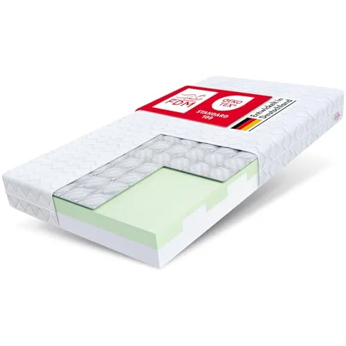 FDM Matratze 90x180 cm H3 - Hypoallergene Kindermatratze mit 7 Komfortzonen - Matratze für Kinder und Jugendliche, bietet optimale Unterstützung durch 7 Zonen, antiallergisch, waschbarer Bezug und Oeko-Tex-zertifiziert für höchste Sicherheit.