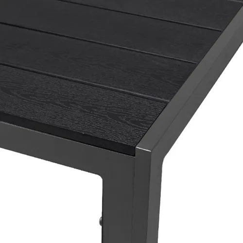 FineHome Aluminium WPC Gartentisch - Wetterfester Esstisch in Anthrazit/Schwarz - Esstische: Robuster Gartentisch aus Aluminium und WPC, wetterfest und ideal für den Außenbereich, Maße 160x90x74cm.