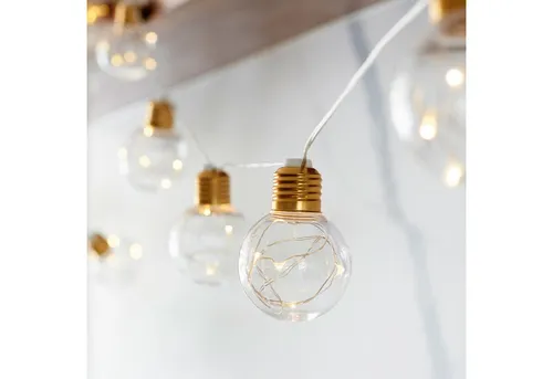 Lights4fun LED-Lichterkette 10er Micro Lichterkette Glühbirnen batteriebetrieben kupferfarben