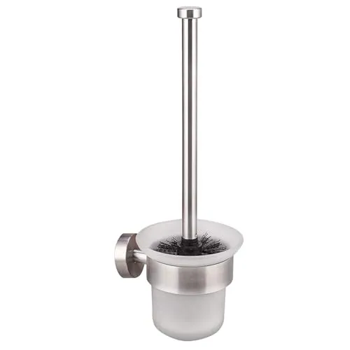 Dailyart Klobürste mit Halter – Eleganter Toilettenbürstenhalter - Praktischer Toilettenbürstenhalter aus Edelstahl und Glas, inklusive Ersatzbürste. Einfache Wandmontage ohne Bohren. Ideal für stilvolle Badezimmergestaltungen.