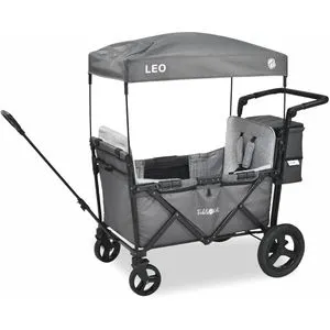 FableKids Bollerwagen Leo X2 Plus - Faltbar & 80kg Traglast - Bollerwagen mit 5-Punkt-Sicherheitsgurten für sicheren Kindtransport, faltbar und ideal für Camping und Einkäufe, mit robusten Offroad-Rädern.