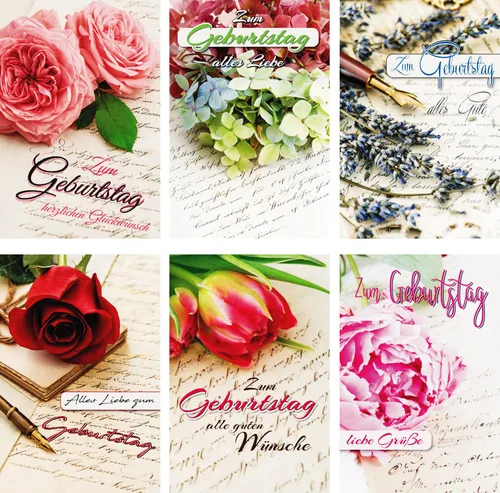 Glückwunschkarten zum Geburtstag Blumen 51-3140 Geburtstagskarte Grußkarte 100