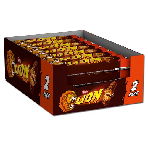 Nestle Lion 2 Pack - Feine Schokolade Riegel, 28 Stück - Doppelriegel aus köstlicher Schokolade, perfekt für alle Anlässe und ideal zum Teilen oder Genießen!