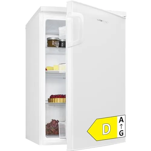 Clatronic® Kühlschrank ohne Gefrierfach 133L - Kompakter Vollraumkühlschrank 84,5cm hoch, leise mit 39dB und wechselbarem Türanschlag. Ideal für kleine Küchen, bietet er ein großzügiges Gemüsefach und effiziente Kühlung.