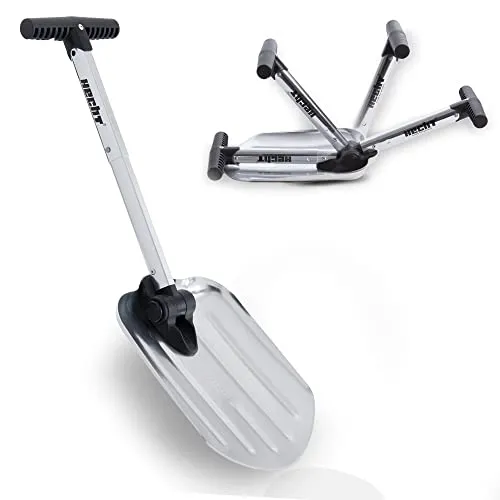 Hecht Klappbarer Schneeschieber - Schneeschaufel mit leichtem Teleskopstiel aus Aluminium – 20,5 cm Metallblatt – Ideale Schaufel für unterwegs oder Auto – Premium Schneeschieber