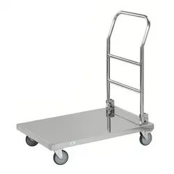 Kongamek Transportwagen KM60360 - Edelstahl Plattformwagen, klappbar mit 100 kg Tragkraft und 4 Lenkrollen für einfache Handhabung, ideal für Lager und Transport.