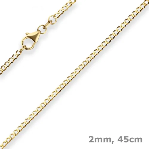 2mm Panzerkette aus 585 Gold für Damen, 45cm - Elegante 2mm Panzerkette aus 14 Karat Gelbgold, ideal für jeden Anlass. Mit einer Kettenlänge von 45 cm perfekt für stilvolle Akzente. Hochwertige Verarbeitung aus Deutschland.