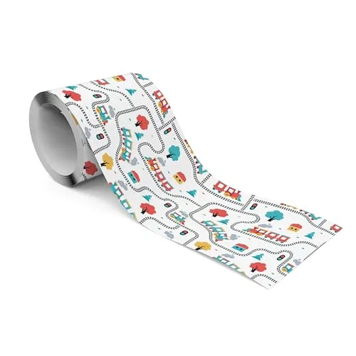 Muralo - Selbstklebende Bordüre - Tapetenbordüre Wandbördure - Dekorative Wandtatto für Wände, Möbel, Decken, Tapeten, Wandverkleidungen, Türen - Bunte Züge - Br.10cm x Hö.300cm