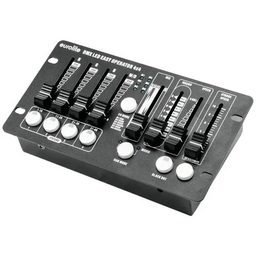 DMX Controller für LED Scheinwerfer (4x4) - Musiksteuerung & Programme - Licht & Bühne - Kompakter DMX Controller zur Steuerung von bis zu 4 RGBW-LED-Scheinwerfern mit einfacher Bedienung, Musiksteuerung und 8 automatischen Programmen für beeindruckende Lichteffekte.
