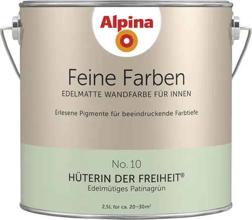 ALPINA Feine Farben Hüterin der Freiheit 2,5L - Wandfarbe in ehrwürdigem Grün - Farben für den Innenbereich, wasserbasierend und matt, ideal für Esszimmer mit einer Abdeckung von 21-30 m².