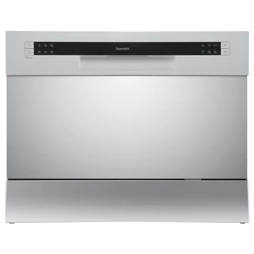 homeX Tischgeschirrspüler | Mini Geschirrspüler mit 6 Programmen | Spülmaschine klein für 6 Maßgedecke | Ideal für kleine Wohnungen | Aquastop | Startvorwahl | Tischspülmaschine GST6AE-S silber