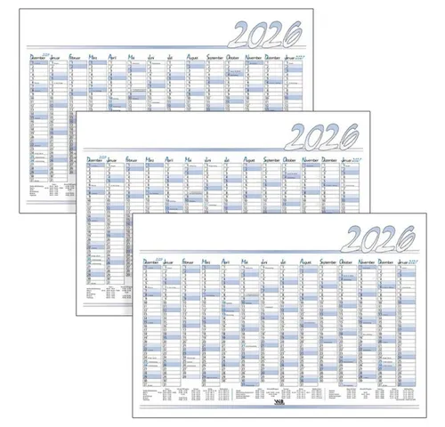 Saphir-Tec Wandkalender Jahresplaner 2026 Extra 100x70cm blau - 3er Pack