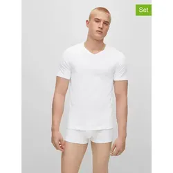 BOSS Herren Classic T-Shirts 3er Pack, V-Neck in Weiß - T-Shirts für Herren aus reiner Baumwolle, mit geripptem V-Ausschnitt und Logo-Stickerei, ideal für einen lässigen Look.