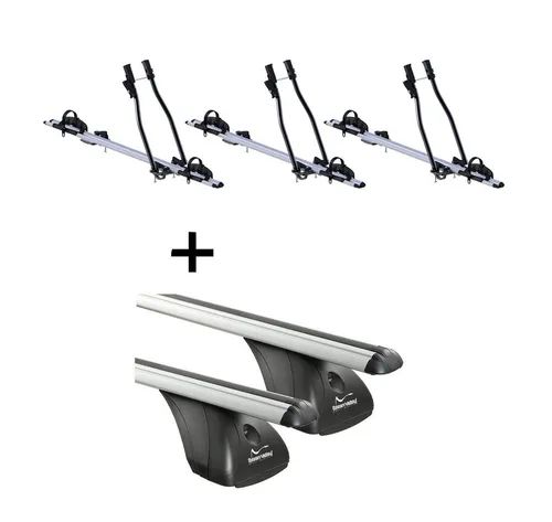 VDP Dachträger (Für Ihren AlfaRomeo Giulietta 5 Türer ab 2010, Dachträger und drei Fahrradträger/Fahrradhalter im Set), 3x Fahrradträger SAGITTAR + Dachträger Original kompatibel mit Alfa Romeo Giulietta 5 Türer ab 2010