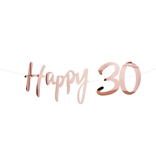 Oblique Unique® Happy 30 Girlande Banner 1,5 m in Roségold für 30. Geburtstag Jubiläum Party Feier Deko