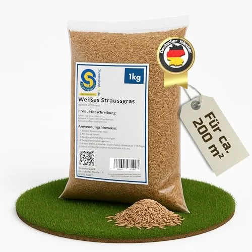 Weißes Straußgras 1kg Agrostis stolonifera Feinblättrig, tiefschnittverträglich und belastbar Ideal für Zierrasen und Golfgrüns, für 200 m²