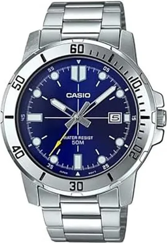 Casio MTP-VD01D-2E Herrenarmbanduhr mit Box - Hochwertige Herrenarmbanduhr mit Quarzmechanismus, Wasserresistenz WR50 und elegantem Design. Ideal für den täglichen Gebrauch und besondere Anlässe.