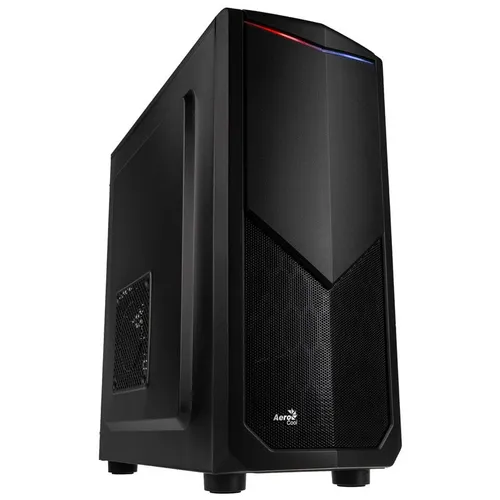 Aerocool Tomahawk Midi-Tower - schwarz - Stylisches PC-Gehäuse in Schwarz mit zwei RGB-LED-Strips für individuelle Beleuchtung, ideal für Gaming und Multimedia-Systeme.