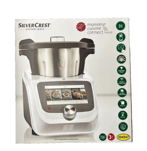 Silvercrest Monsieur Cuisine connect trend SKMC 1200 F6 - Große Küchenmaschine mit 10 Geschwindigkeiten, ideal zum Zubereiten von Gemüse, Teig und Smoothies. Abnehmbare Teile und spülmaschinenfest für einfache Reinigung.