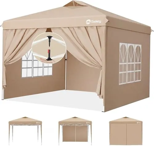 Sekey Pop Up Pavillon 3x3 - Wasserdicht, Stabil & Winterfest - Faltpavillon 3x3 m, schnell aufbaubar in 1 Minute. Verstellbare Höhe und maximale Stabilität durch verstärkte Konstruktion. Ideal für Partys und Outdoor-Aktivitäten, inklusive umfangreichem Zubehör.