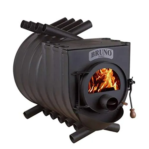 Bruno® Werkstattofen Pyro V mit Herdplatte 25 kW - Schwarz - Leistungsstarker Werkstattofen mit 25 kW für effiziente Wärme in großen Räumen bis 650 m³. Mit Herdplatte für die gleichzeitige Zubereitung von Speisen. Ideal für Werkstätten und offene Wohnbereiche.