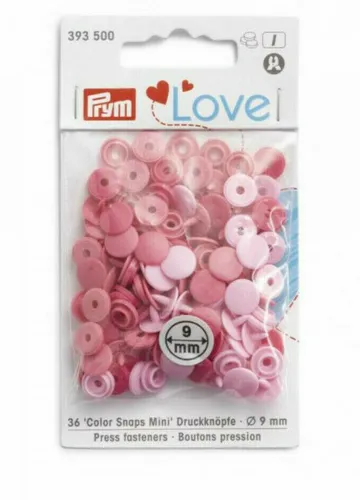 Prym Color Snaps ø 9 mm Rosa Pink Mix Druckknöpfe Mini 393500 36