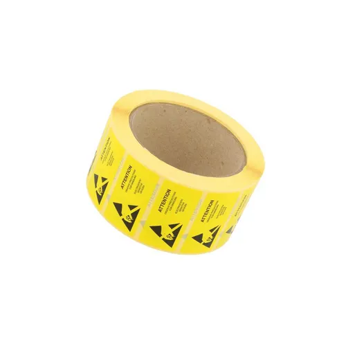 055-0002 Selbsthaftenden Warnhinweise ESD 50x25mm Verpackung: Rolle ANTISTAT