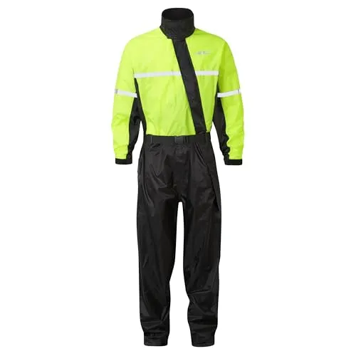 JDC Motorrad Kombi - Regenkombi - 1-Stück - Wasserdichter Regenschutz - Shield - Schwarz Gelb - XXL - Länge Medium