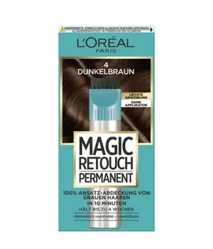 L'Oréal Paris Magic Retouch Ansatz-Abdeckung Nr. 4 Dunkelbraun - Schnelle Ansatz-Abdeckung in nur 10 Minuten! Die praktische L'Oréal Paris Magic Retouch Farbe ermöglicht eine gezielte Anwendung ohne Anmischen. Hält bis zu 4 Wochen und ist für alle Haartypen geeignet.