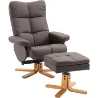 Relaxsessel mit Hocker 360° drehbar - Komfortabler Fernsehsessel in Braun - Sessel mit Liegefunktion und 360° Drehung, ideal für Zuhause oder Büro. Ergonomisches Design mit dickem Polster für höchsten Komfort und verstecktem Staufach im Hocker.