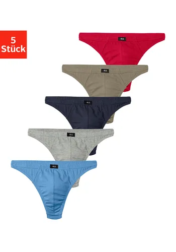 H.I.S String "Herren Unterhose", (Packung, 5 St.), in Baumwollstretch-Qualität, Gr. 4 (S), rot, blau, marine, khaki, grau-meliert