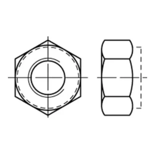 Edelstahl A2 hohe 6kt.-Mutter M16 mit nichtmetallischem Klemmteil - Hochwertige DIN 982 Sechskantmutter aus Edelstahl A2, ideal für temperaturbeständige Anwendungen von -50°C bis 120°C. Perfekt für den Einsatz in anspruchsvollen Umgebungen.